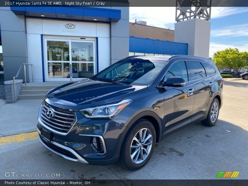 Night Sky Pearl / Gray 2017 Hyundai Santa Fe SE AWD