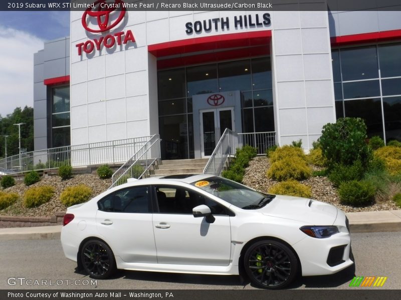 Crystal White Pearl / Recaro Black Ultrasuede/Carbon Black 2019 Subaru WRX STI Limited