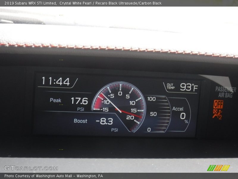 Crystal White Pearl / Recaro Black Ultrasuede/Carbon Black 2019 Subaru WRX STI Limited