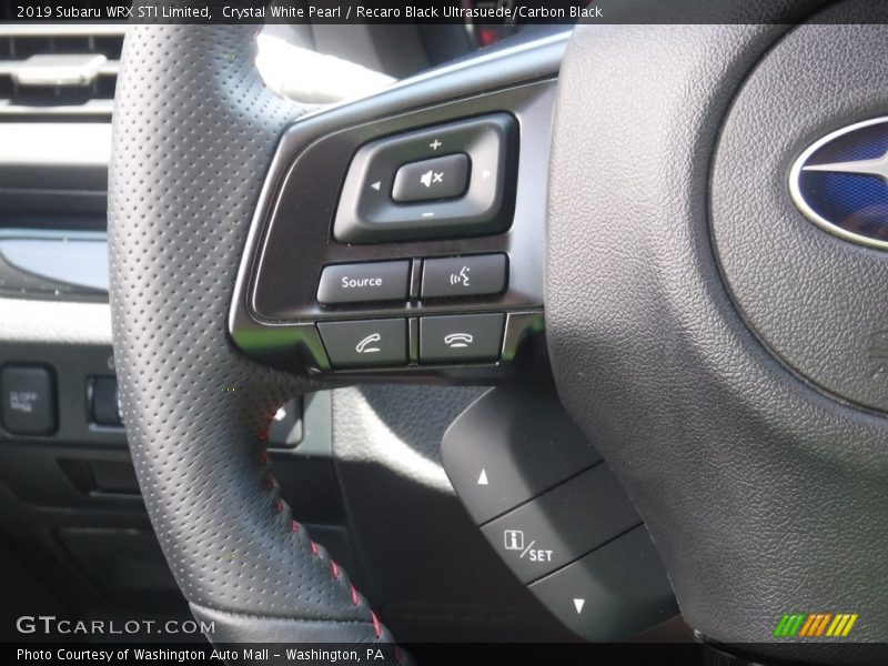 Crystal White Pearl / Recaro Black Ultrasuede/Carbon Black 2019 Subaru WRX STI Limited