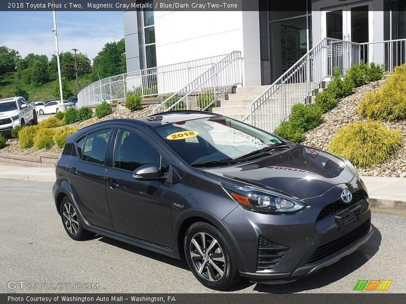 Magnetic Gray Metallic / Blue/Dark Gray Two-Tone 2018 Toyota Prius c Two