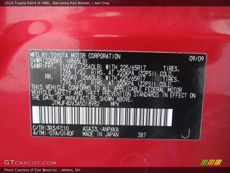 Barcelona Red Metallic / Ash Gray 2010 Toyota RAV4 I4 4WD
