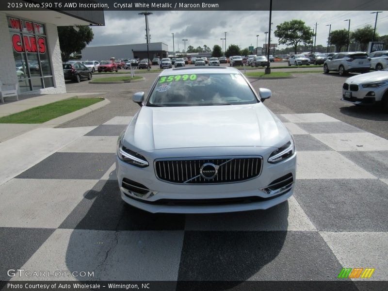 Crystal White Metallic / Maroon Brown 2019 Volvo S90 T6 AWD Inscription