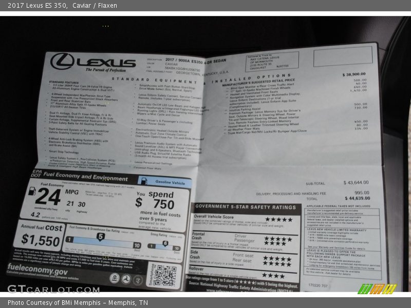 Caviar / Flaxen 2017 Lexus ES 350