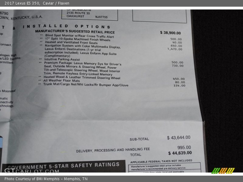 Caviar / Flaxen 2017 Lexus ES 350