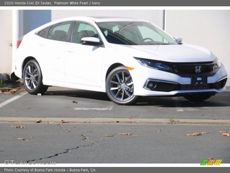 Platinum White Pearl / Ivory 2020 Honda Civic EX Sedan