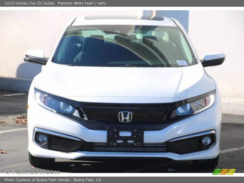 Platinum White Pearl / Ivory 2020 Honda Civic EX Sedan