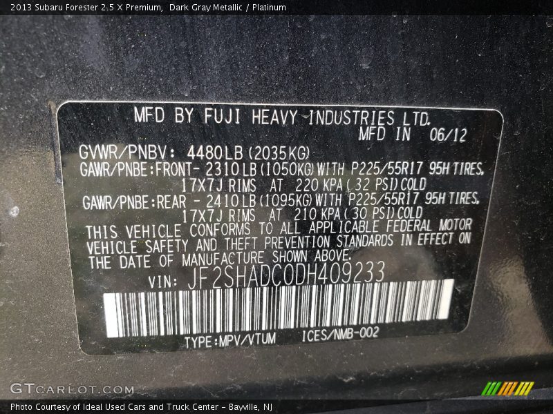 Dark Gray Metallic / Platinum 2013 Subaru Forester 2.5 X Premium