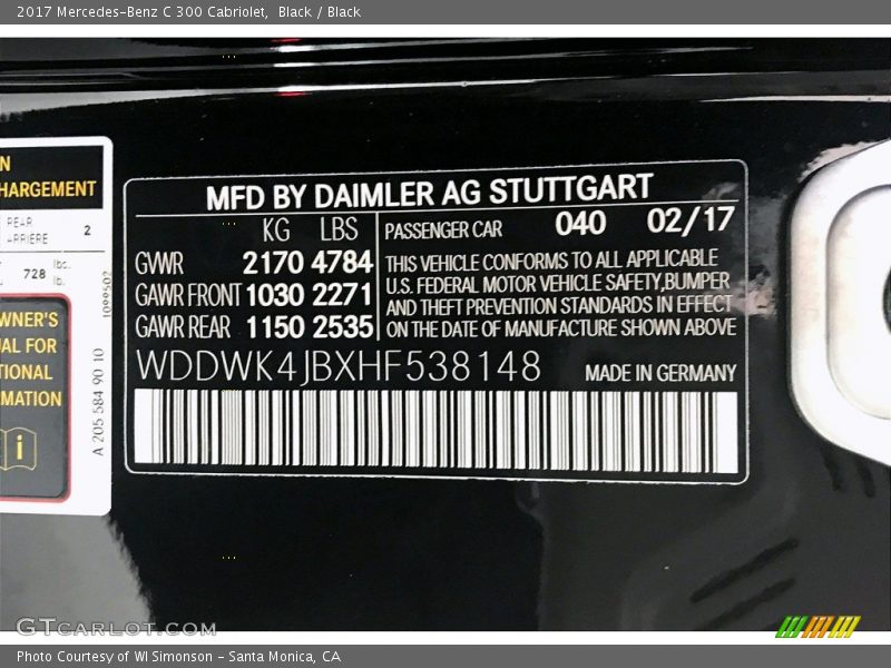 Black / Black 2017 Mercedes-Benz C 300 Cabriolet