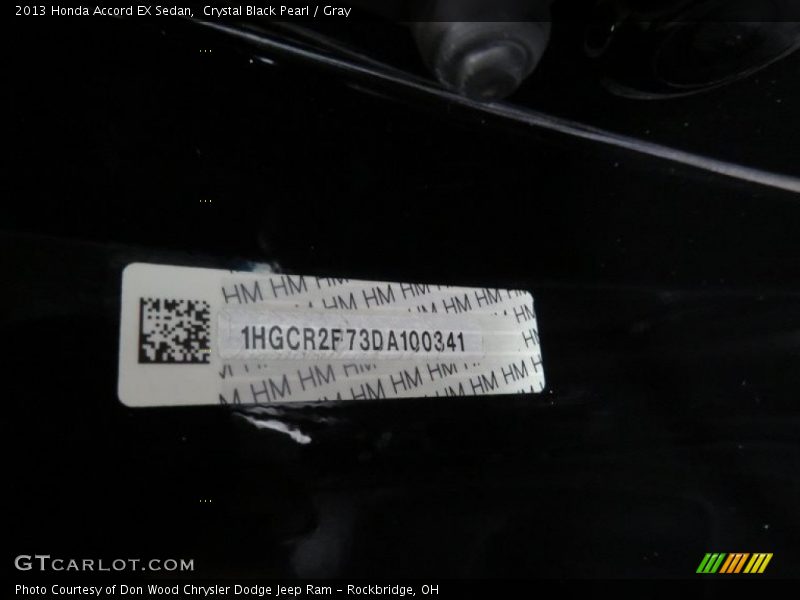 Crystal Black Pearl / Gray 2013 Honda Accord EX Sedan