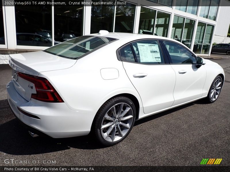 Crystal White Pearl Metallic / Blond 2020 Volvo S60 T6 AWD Momentum