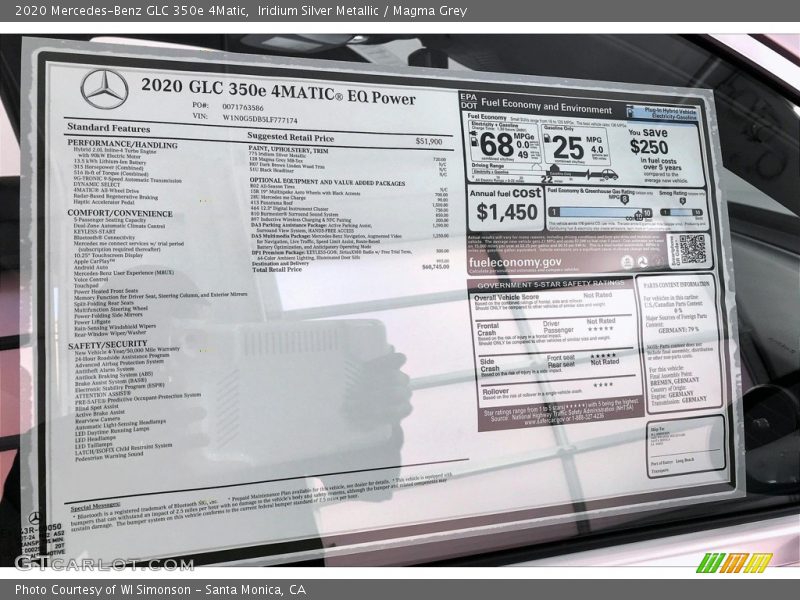 Iridium Silver Metallic / Magma Grey 2020 Mercedes-Benz GLC 350e 4Matic