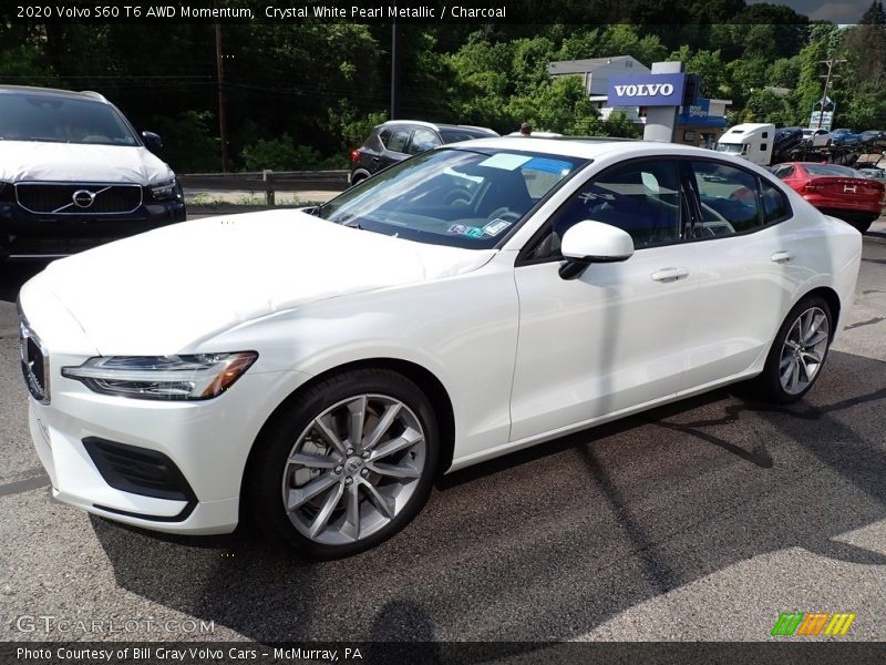 Crystal White Pearl Metallic / Charcoal 2020 Volvo S60 T6 AWD Momentum