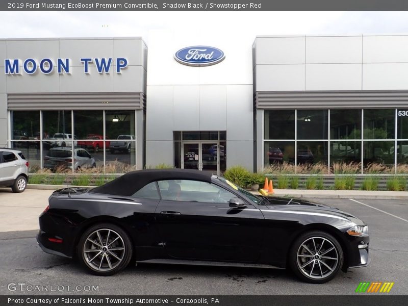 Shadow Black / Showstopper Red 2019 Ford Mustang EcoBoost Premium Convertible
