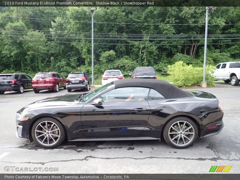 Shadow Black / Showstopper Red 2019 Ford Mustang EcoBoost Premium Convertible