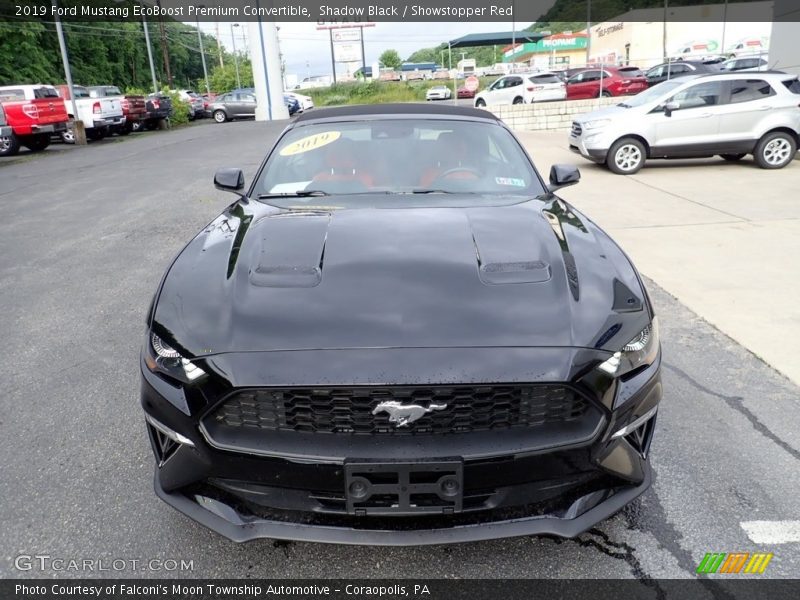 Shadow Black / Showstopper Red 2019 Ford Mustang EcoBoost Premium Convertible