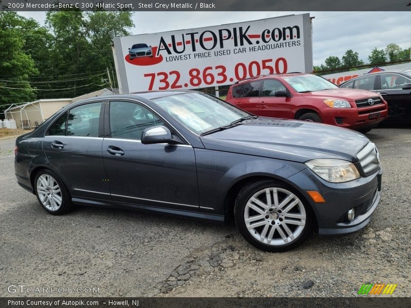 Steel Grey Metallic / Black 2009 Mercedes-Benz C 300 4Matic Sport