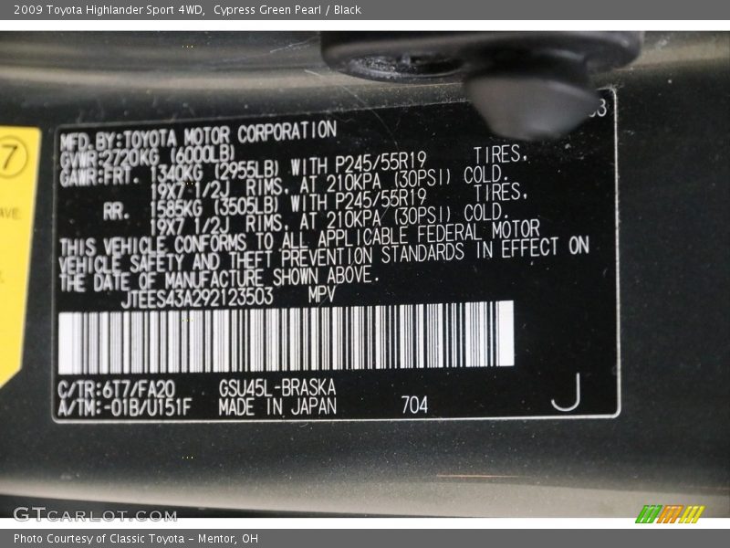 Cypress Green Pearl / Black 2009 Toyota Highlander Sport 4WD