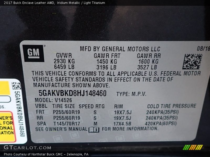 Iridium Metallic / Light Titanium 2017 Buick Enclave Leather AWD