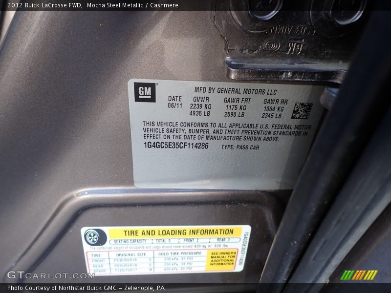 Mocha Steel Metallic / Cashmere 2012 Buick LaCrosse FWD