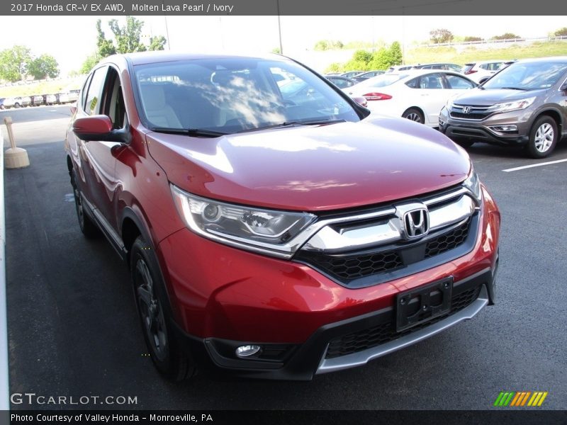 Molten Lava Pearl / Ivory 2017 Honda CR-V EX AWD
