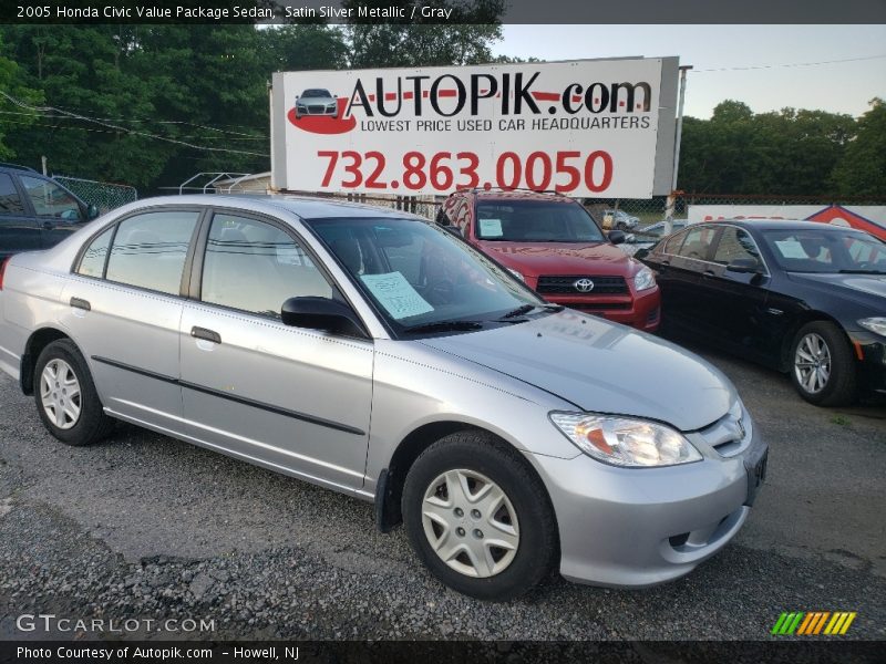 Satin Silver Metallic / Gray 2005 Honda Civic Value Package Sedan