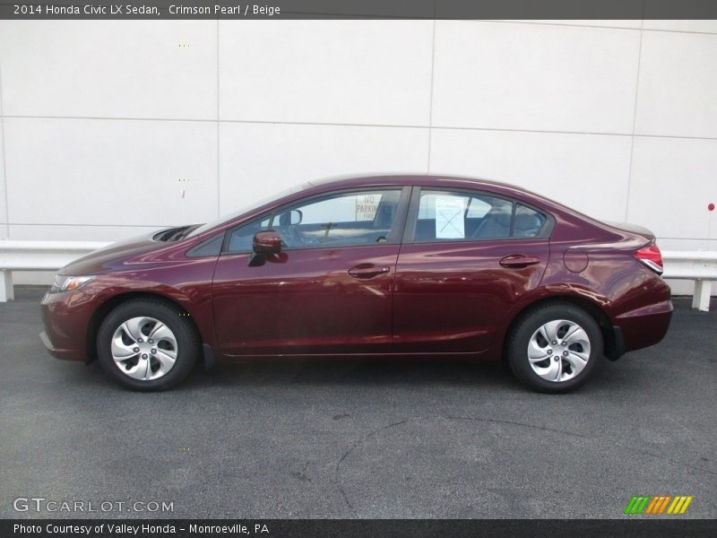 Crimson Pearl / Beige 2014 Honda Civic LX Sedan