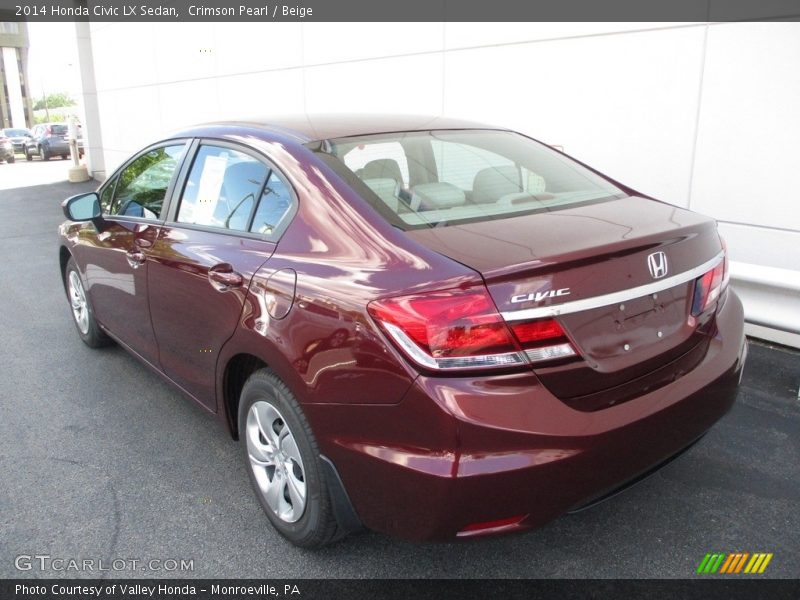 Crimson Pearl / Beige 2014 Honda Civic LX Sedan