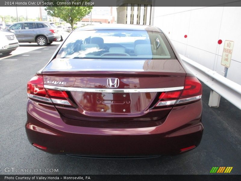 Crimson Pearl / Beige 2014 Honda Civic LX Sedan