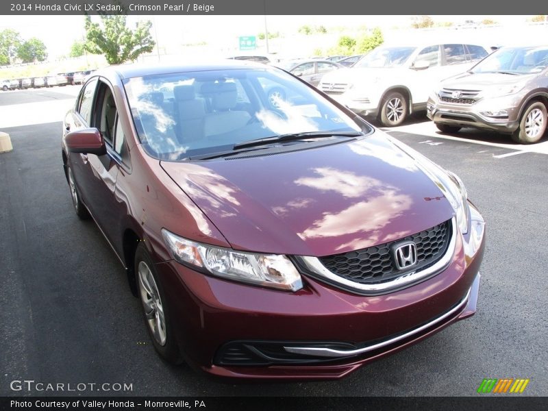 Crimson Pearl / Beige 2014 Honda Civic LX Sedan