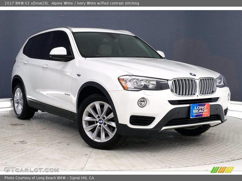 Alpine White / Ivory White w/Red contrast stitching 2017 BMW X3 xDrive28i