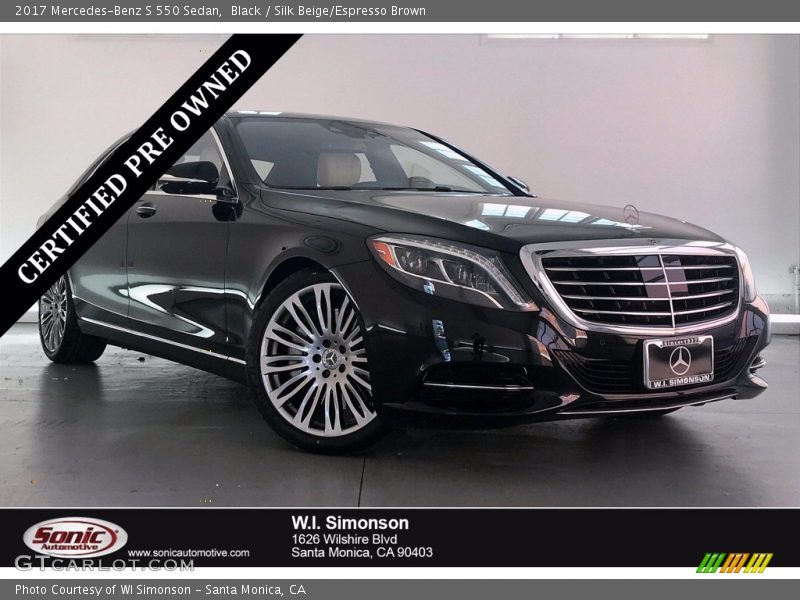 Black / Silk Beige/Espresso Brown 2017 Mercedes-Benz S 550 Sedan