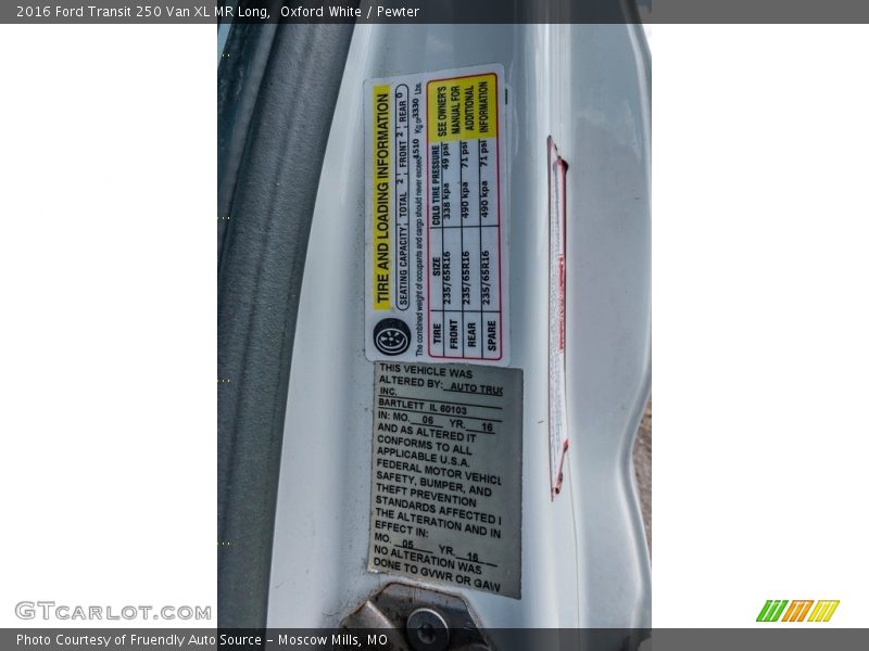 Oxford White / Pewter 2016 Ford Transit 250 Van XL MR Long