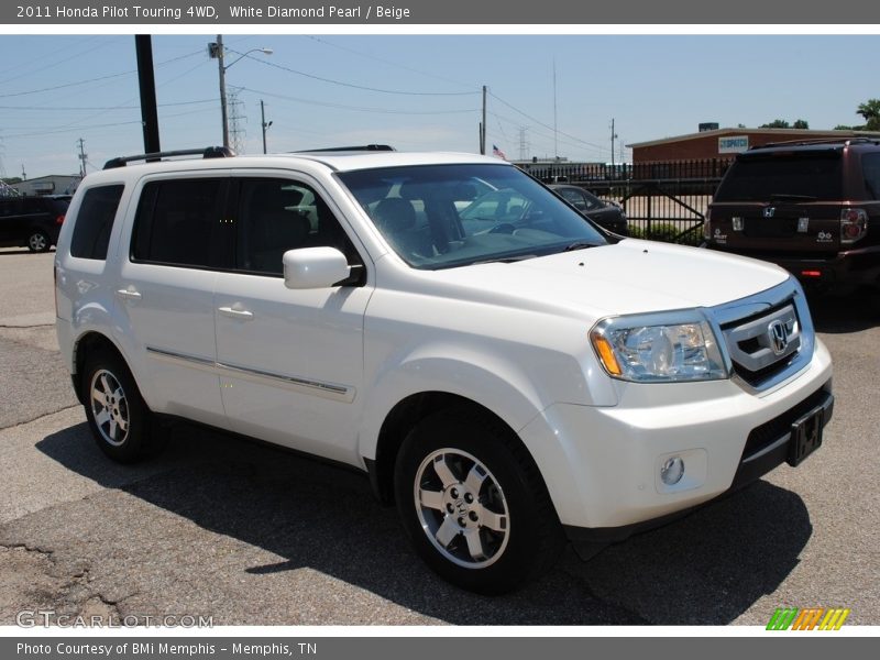 White Diamond Pearl / Beige 2011 Honda Pilot Touring 4WD