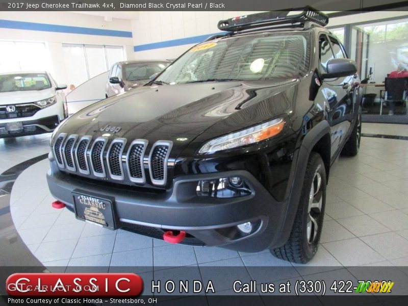 Diamond Black Crystal Pearl / Black 2017 Jeep Cherokee Trailhawk 4x4
