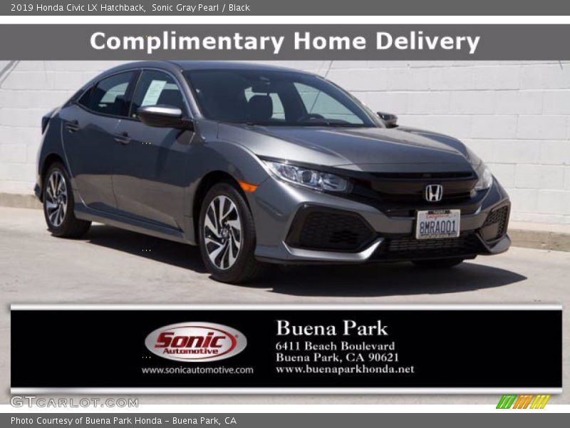 Sonic Gray Pearl / Black 2019 Honda Civic LX Hatchback