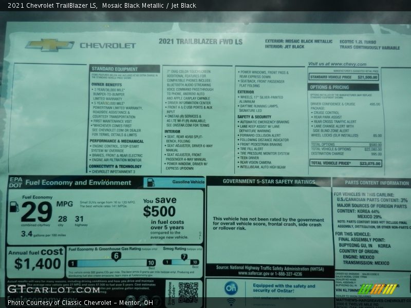  2021 TrailBlazer LS Window Sticker