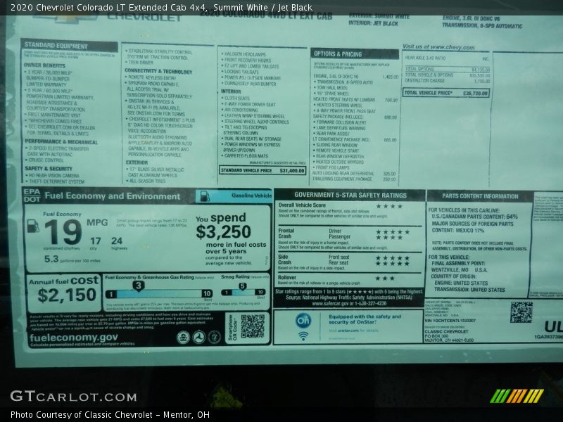 Summit White / Jet Black 2020 Chevrolet Colorado LT Extended Cab 4x4