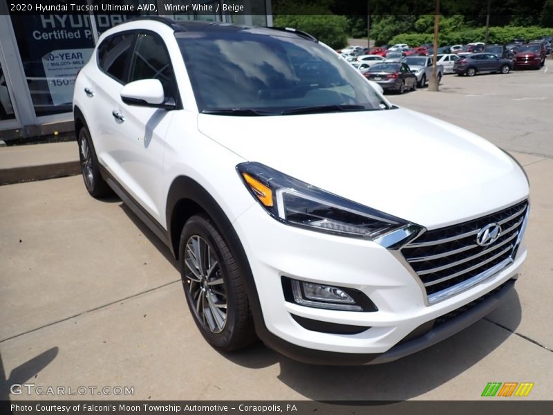 Winter White / Beige 2020 Hyundai Tucson Ultimate AWD
