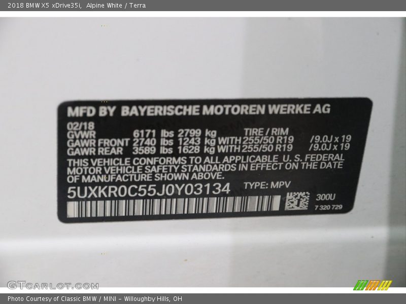 Alpine White / Terra 2018 BMW X5 xDrive35i