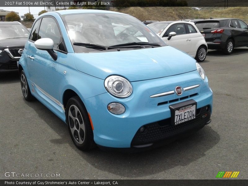 Celeste Blu (Light Blue) / Black 2017 Fiat 500e All Electric