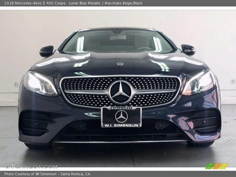 Lunar Blue Metallic / Macchiato Beige/Black 2018 Mercedes-Benz E 400 Coupe