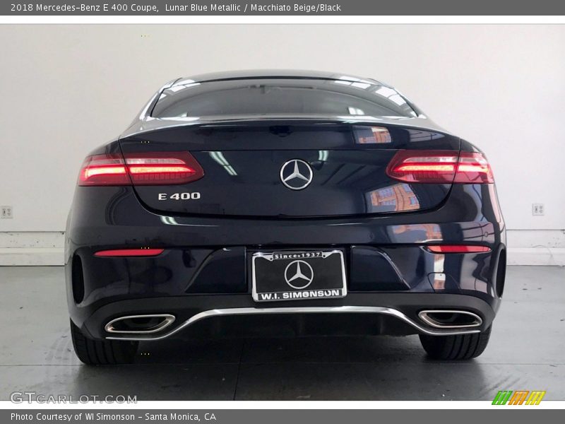 Lunar Blue Metallic / Macchiato Beige/Black 2018 Mercedes-Benz E 400 Coupe