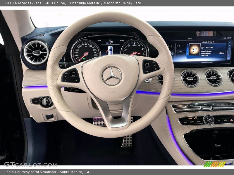 Lunar Blue Metallic / Macchiato Beige/Black 2018 Mercedes-Benz E 400 Coupe