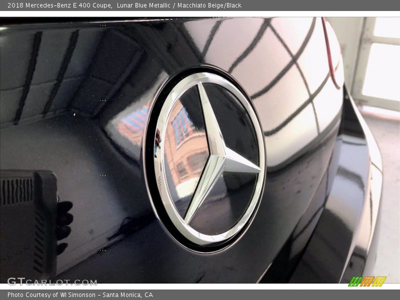 Lunar Blue Metallic / Macchiato Beige/Black 2018 Mercedes-Benz E 400 Coupe