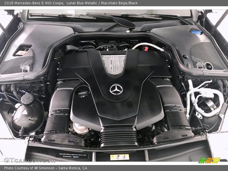 Lunar Blue Metallic / Macchiato Beige/Black 2018 Mercedes-Benz E 400 Coupe