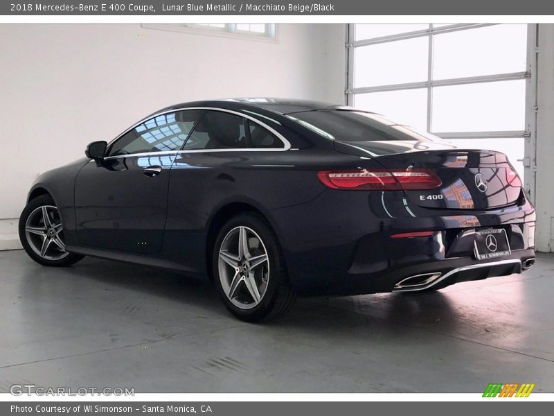 Lunar Blue Metallic / Macchiato Beige/Black 2018 Mercedes-Benz E 400 Coupe