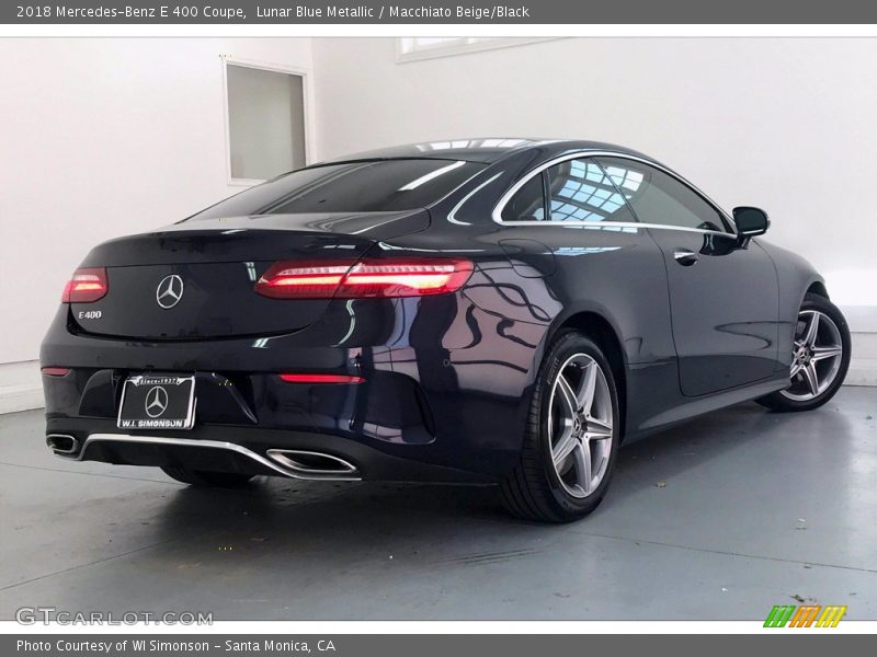 Lunar Blue Metallic / Macchiato Beige/Black 2018 Mercedes-Benz E 400 Coupe