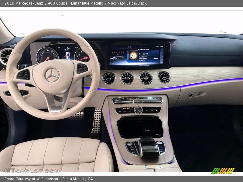 Lunar Blue Metallic / Macchiato Beige/Black 2018 Mercedes-Benz E 400 Coupe