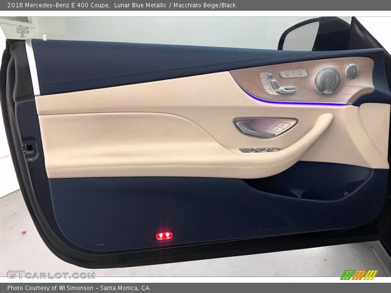 Lunar Blue Metallic / Macchiato Beige/Black 2018 Mercedes-Benz E 400 Coupe